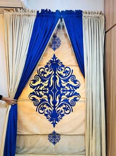 curtains blue white velvet