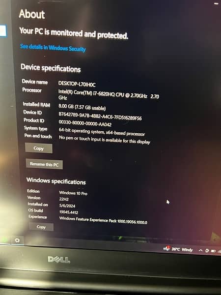 Dell Precision 5520 - Core i7 - 4GB Quadro Nvidia Card- 16GB/256GB SSD 4