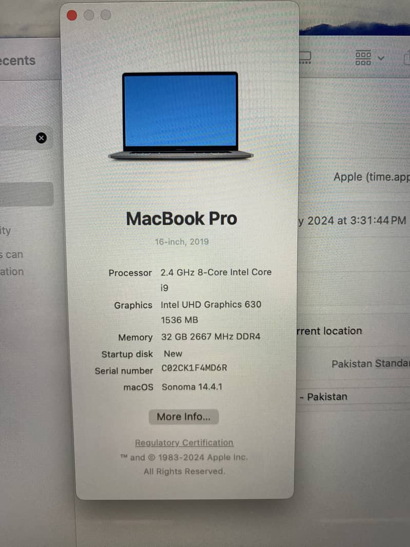 Macbook 2019 i9 32 GB 512GB 6