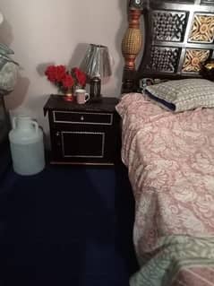 bed with molty foam two side table sgar maz iron stand urgent for sale