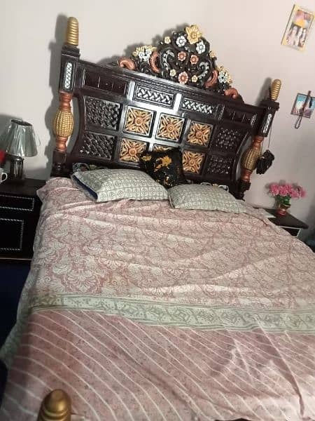 bed with molty foam two side table sgar maz iron stand urgent for sale 2