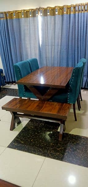Dinning Table with four sofa chairs and one seat Table 5