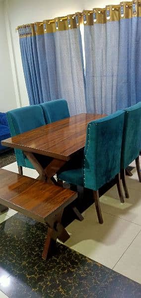Dinning Table with four sofa chairs and one seat Table 6