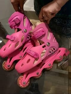 pink adjustable skates 0
