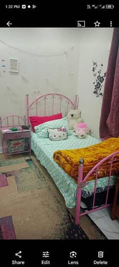 single bed with side table and dressing table for girls room 0
