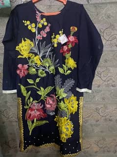 navy blue embroidery kurta