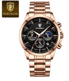 Rose gold watch chain (black dial)