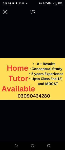 Home tutor available 1