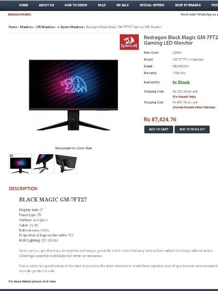 27 inch 144hz gaming monitor with box 4