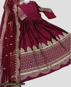 3 Pcs Women's Stitched Shamoz Silk Embroidered Suit Fo 0