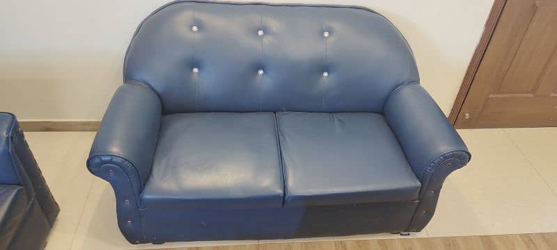 7 seater Sofa set  Blue Leather Poshes for sale in sahiwal 2
