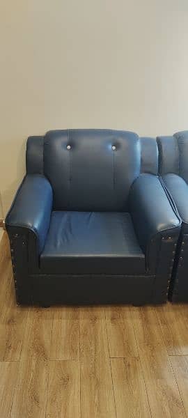 7 seater Sofa set  Blue Leather Poshes for sale in sahiwal 3