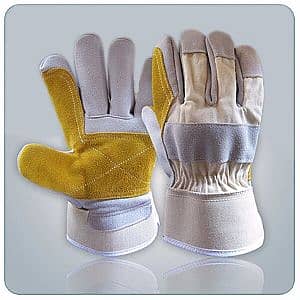 Double palm Split leather working gloves 3inch rub cuff good quality 1