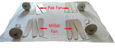 4 Ceiling Fans, 2 Pak Fans and 2 Millat Fans