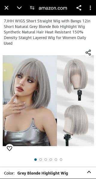 7JHH WIGS Short Straight Wig with Bangs 12in Short Natural Grey Blonde 4