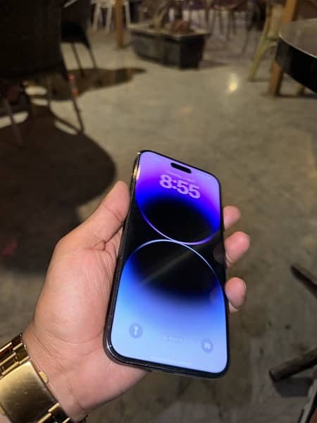 i phone 14 pro max PTA APPROVED deep purple 256 gb 10/10 with box cabl 3