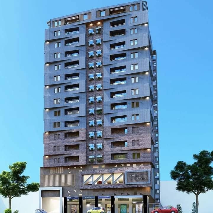 Roshan Heaven 4 Bedrooms Drawing Lounge with Extra Terrace 700 Square Feet West Open Leased Flat Available For Sale With Completion Plan At Prime Location Of Shaheed E Millat Road 12