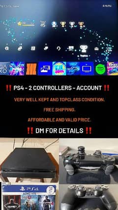 PS4 Console - 2 Controllers - Account