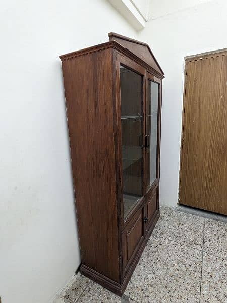 Premium wooden Crockery Cabinet with Glass Door and Sehlves 1