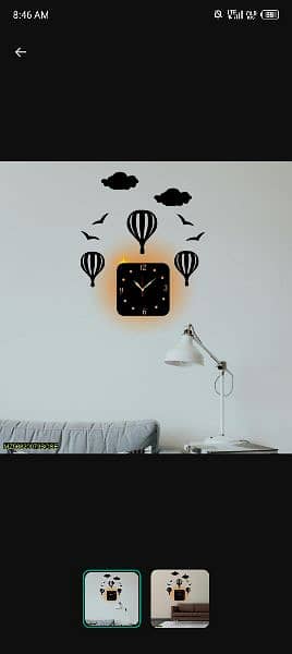 Beautiful Analog wall clock in black with lights 1