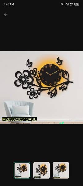 Beautiful Analog wall clock in black with lights 2