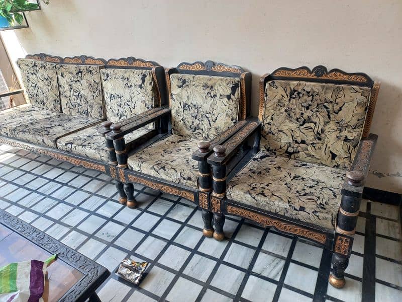 pure shesham (taali) 5 seater sofa set with cushions 1