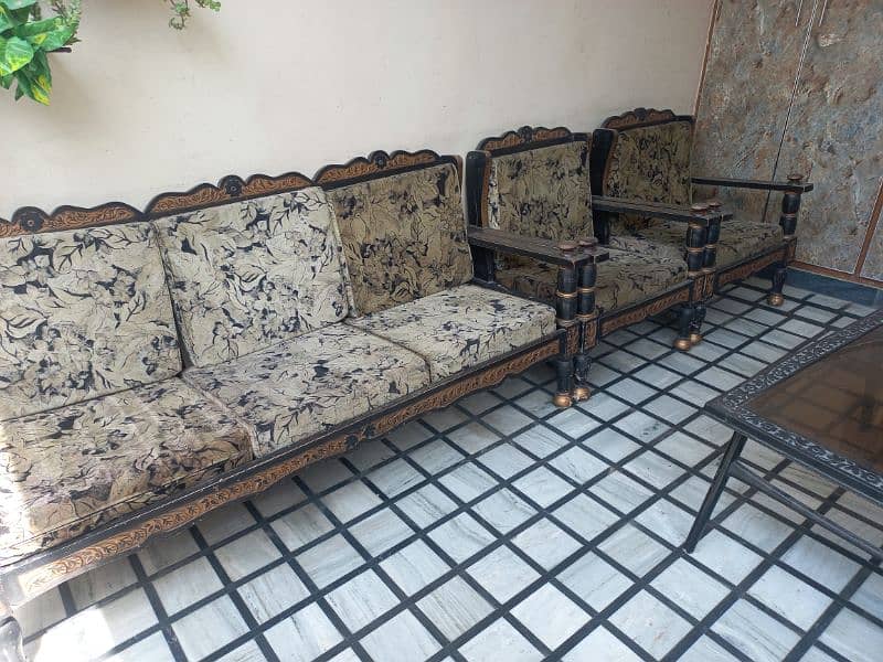 pure shesham (taali) 5 seater sofa set with cushions 2