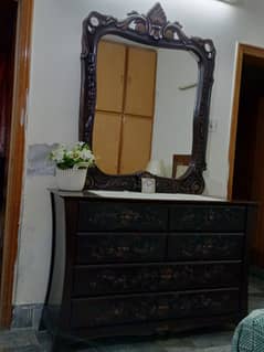 Wooden dresser with huge looking glass 0
