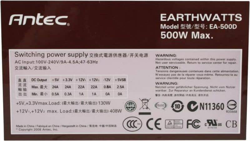 Antec earthwatts EA500 500W 80 PLUS 2