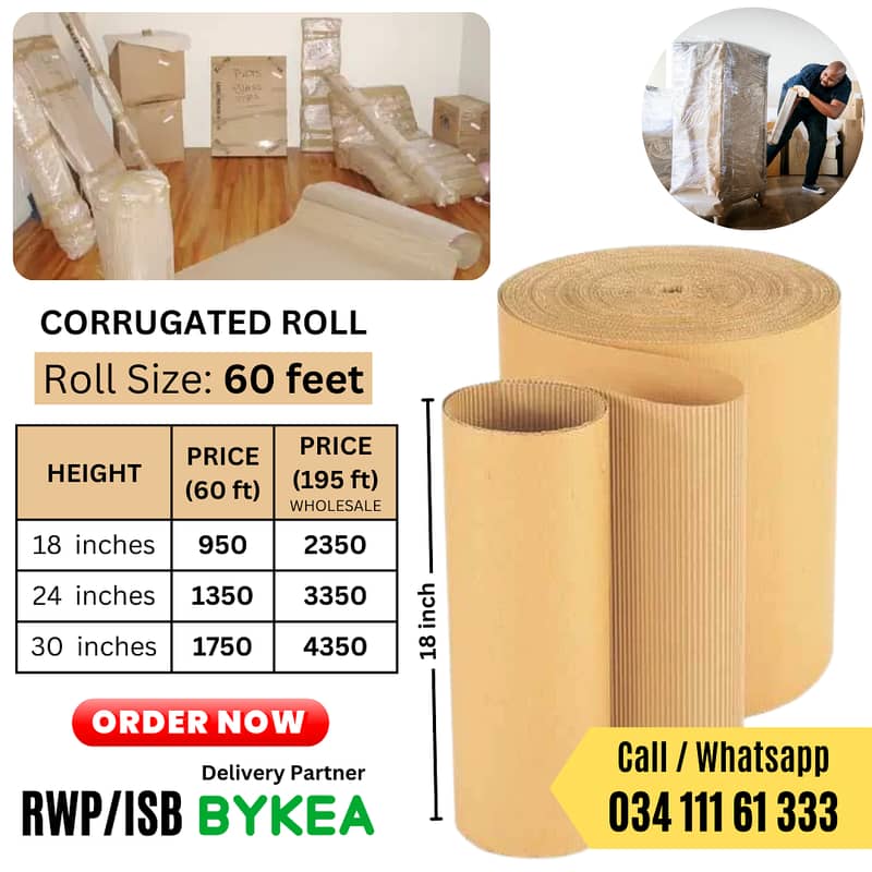 Corrugated, pack gatta roll for packing spare parts 2