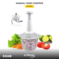 1500 ML Manual Food Chopper with 3 Curved Stainless Steel Blades