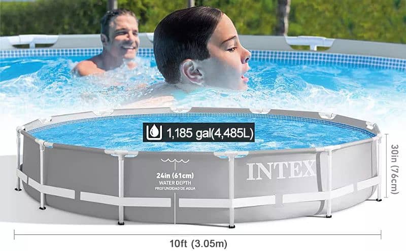 INTEX 26710 (size:12ft/30inc) round prism metal frame pool. 1
