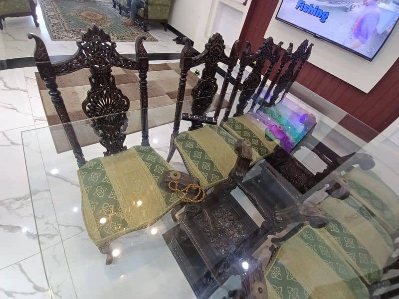 solid wood dining table with glass top and 8 chairs 2