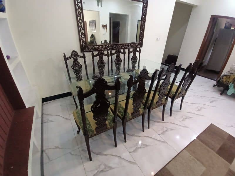 solid wood dining table with glass top and 8 chairs 4