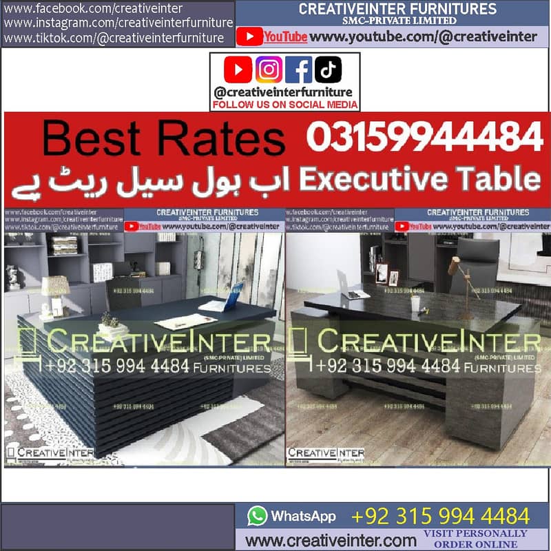 Executive Office Table L shape Study Desk Modern CEO Chair Workstation 6