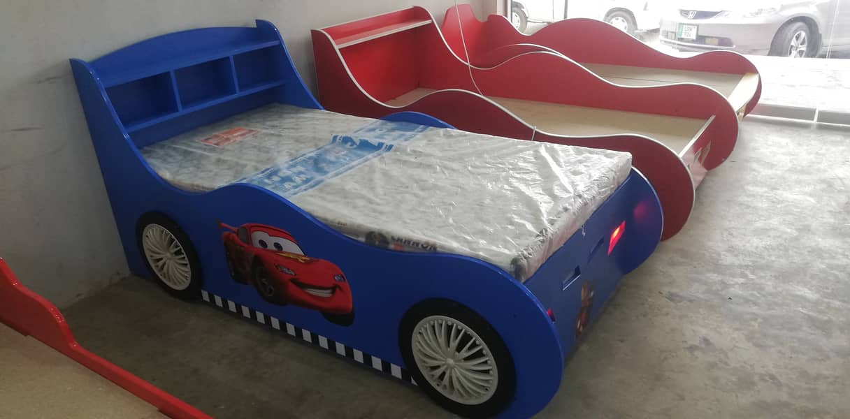 Brand New Single Car Bed With Front and Wheel Lights for Boys 2