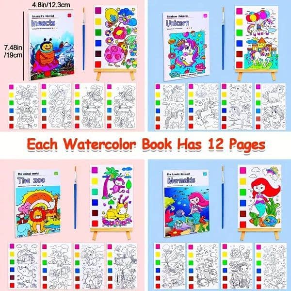 Watercolor Illustration Painting Book 12 Pages (random Designs) 3