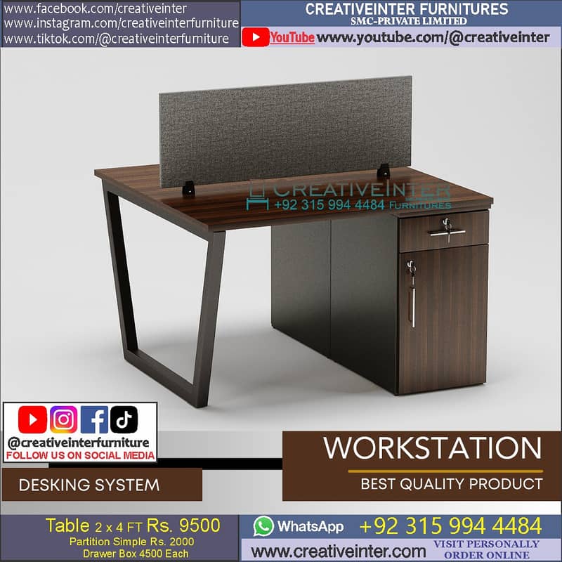 Workstation Table Executive Office L Shape Desk Staff Meeting Chair 14