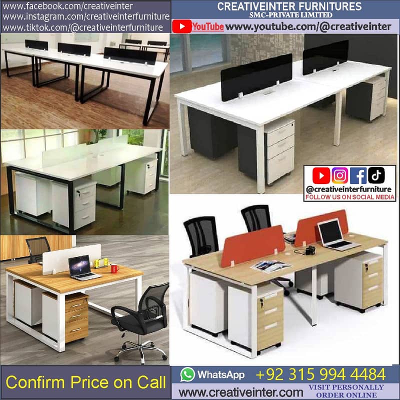Workstation Table Executive Office L Shape Desk Staff Meeting Chair 16