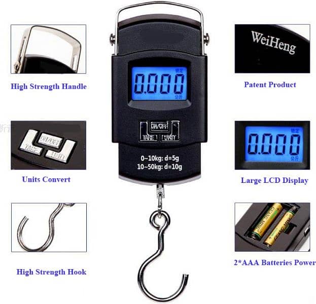 Portable Digital Hook Scale | Best For Kitchen & Luggage | Upto 50kg 3