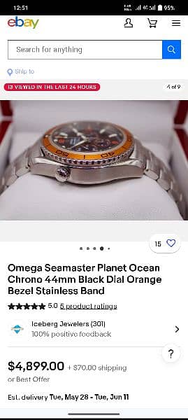 Omega Planet Ocean Automatic 45mm 2918.50. 38 Black Dial Men’s 5