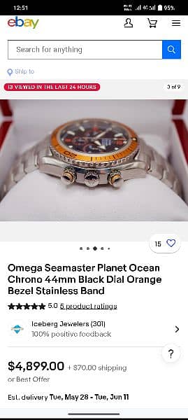 Omega Planet Ocean Automatic 45mm 2918.50. 38 Black Dial Men’s 6