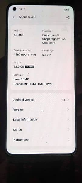 OnePlus 8T 12gb ram 256 mamery 4