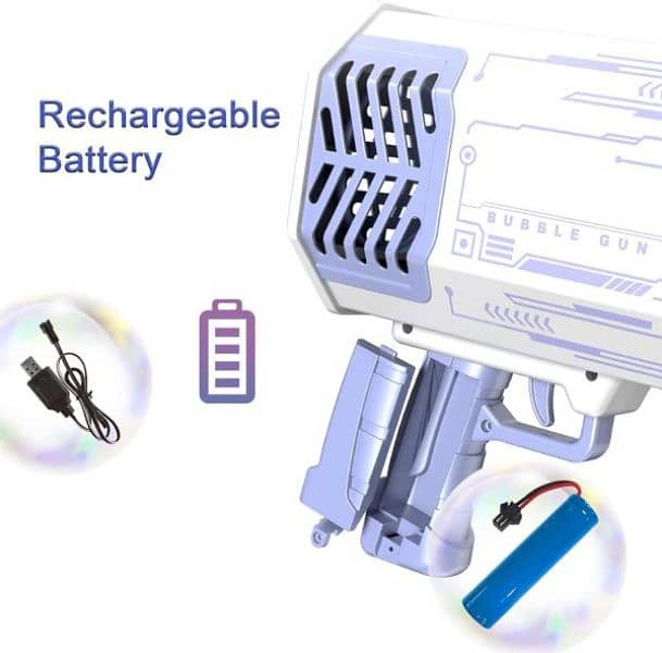 Bubble Rechargeable Gun With Lights 69 Holes 3