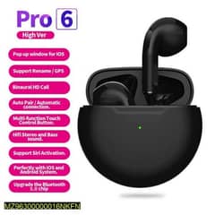Pro 6 Earbuds-Black For Gaming Listening song