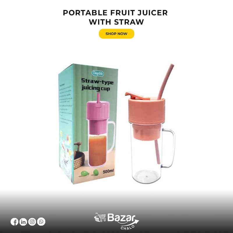 Portable Fruit Juicer with Straw 2