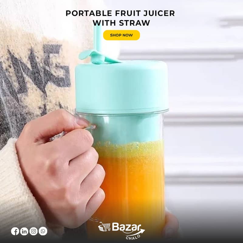 Portable Fruit Juicer with Straw 3