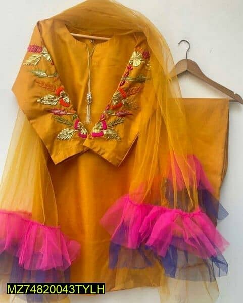 Sale sale new sale 3 pcs woman stitched katan  silk embroidery suit 1