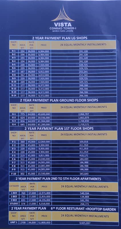 763 sft APPARTMENT FOR SALE ON 2 YEAR INSTALLMENT PLAN IN BAHRIA TOWN LAHORE 2