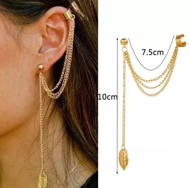 2 PCs gold and silver plated leaf design ear clip earings 4